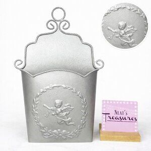 Southern Living At Home Sliver Metal Central Cherub 19"x10" Hanging Door Bucket